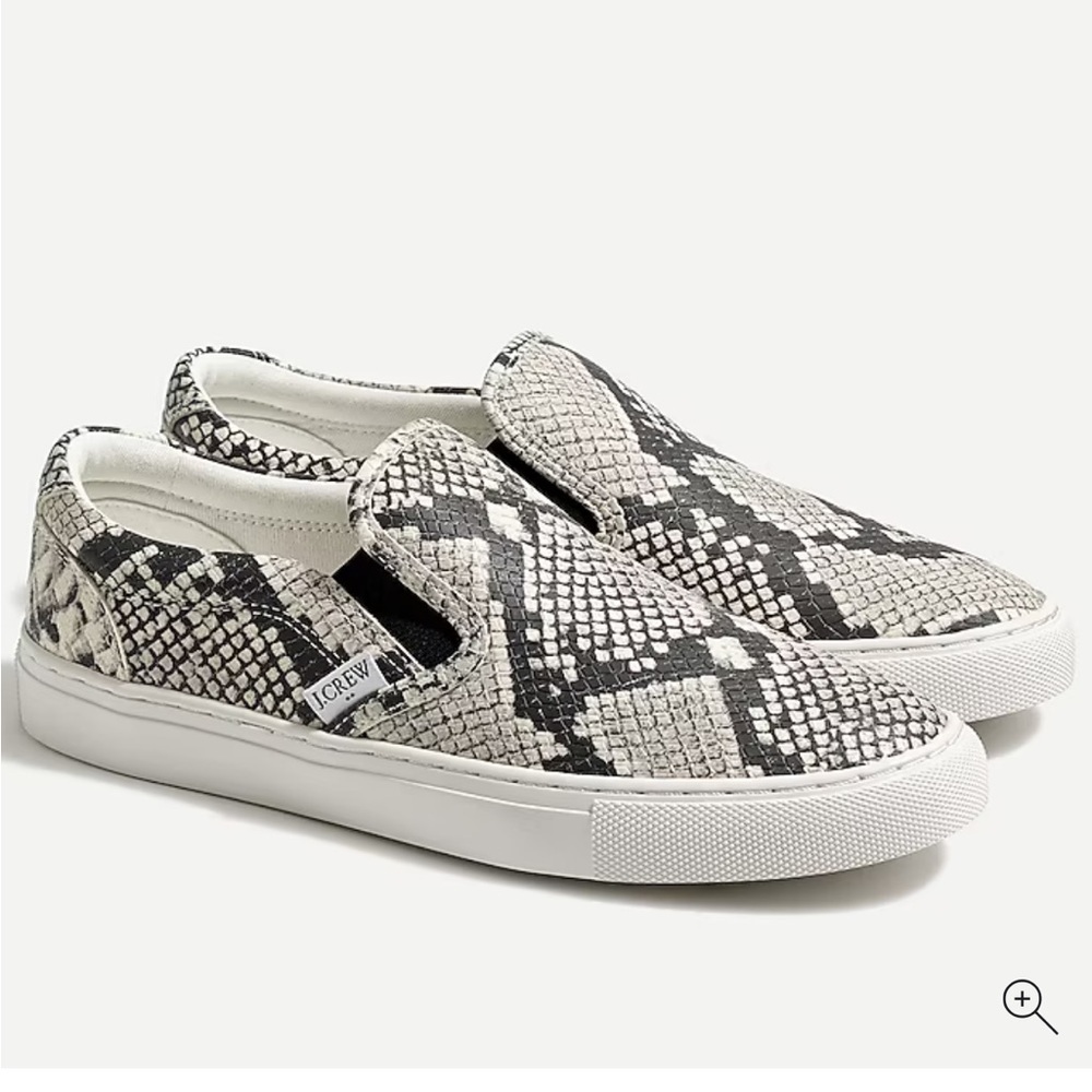 J. CREW Roadtrip Snakeskin-Embossed Slip-On Sneakers